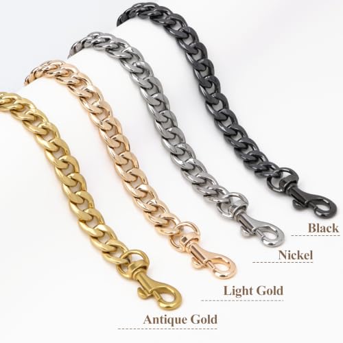 Purse Chain Medium Size Metal Bag Strap Extender Charm Replacement | Flat Links Accessory - color: Antique Gold