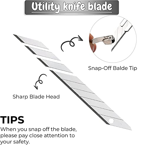 Gebildet 1pc Right and Left Hand 9mm Lockable Utility Knife with 10pcs Replaceable Blades -Auto Vinyl Cutting Knife Tint Film Hand Tools - color: Ss Knife With Blade(1 Set)