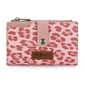 Wrangler Wallet for Women Bifold Card Holder with Zipper and ID Window - color: Leopard Print-Pink