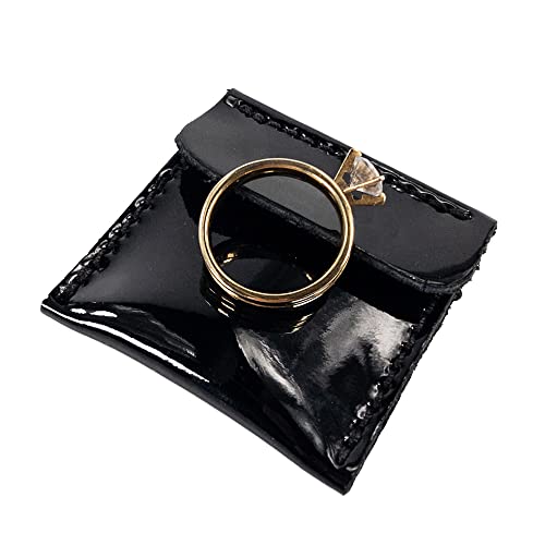 Hide & Drink, Wedding Ring Case, Engagement Pouch, Bride and Groom Jewelry Storage, Marriage Travel, Bearer, Proposal Holder, Full Grain Leather, Handmade, Obsidian - color: Obsidian