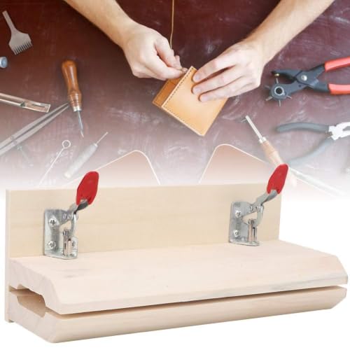 Leather Stitch Leather Sewing Clamp, Wooden Leather Holder Hand Stitch Assistant for DIY Leathercraft Belts Bags, Wooden Table Clamp Stitching Tool