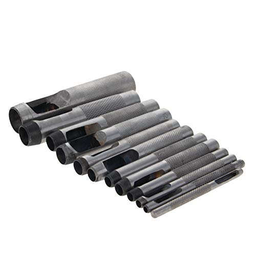 Utoolmart Round Steel Hollow Punch Set 3mm to 19mm Leather Craft Hollow Hole Punch Tools 12Pcs - size: 3-19mm
