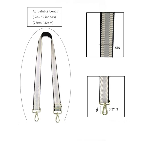 Bag Straps 1.5" Wide Purse Strap Adjustable Replacement Long Crossbody for Thick Shoulder Bags Canvas Handbags - color: Gunmetal Hardware-1011