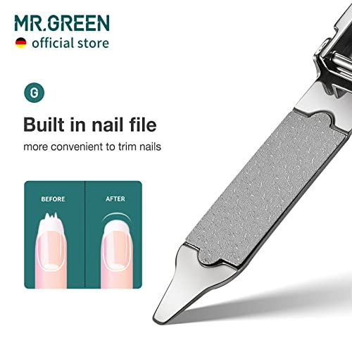 MR.GREEN Collapsible Nail Clippers Small and Thin Portable Travel Nail Scissors Cutter Stainless Steel Manicure Tools with Nail Files (Eco-Packaging) - size: Eco-Packaging