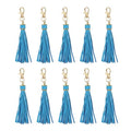 uxcell 10pcs PU Leather Tassels, 6 Inch Keychain Tassel Charm Tassel Purse Charm with Lobster Swivel for Jewelry Making, Handbag, DIY Crafts, Phone Straps (Lake Blue) - color: Lake Blue
