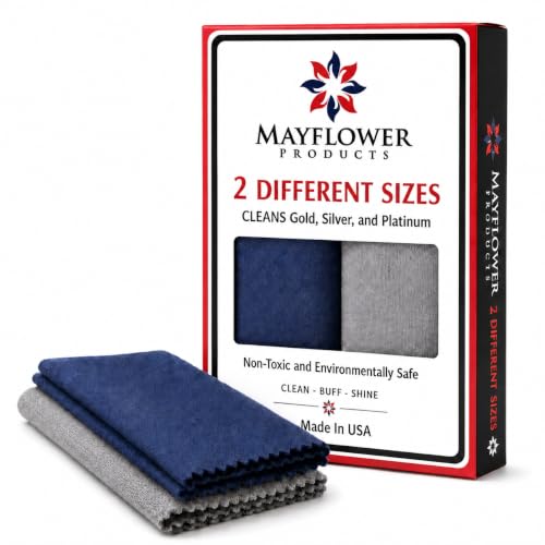Jewelry Polish Cleaning Cloth for Silver & Gold - 2 Different Sizes - color: Grey and Blue