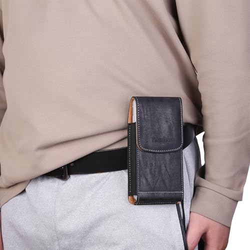 Phone Holster Pouch Case Belt Clip Loops Card Slot for Man iPhone12 13 14 15 16 17,11 12 13 14 15 16 17pro,17Air/Samsung S25 S24 S23 S22 S21 S20/LG/Moto (Black&Yellow, L(6.1" x3.2''x0.8)) - color: Black&Yellow, size: L(6.1"x3.2''x0.8")