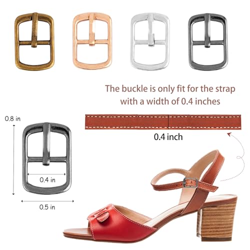 Framendino, 20 Pack Metal Single Prong Pin Shoes Buckles Roller Buckle Hardware Pin Buckle for Shoes Bag Leather Belt - color: 4 Colors