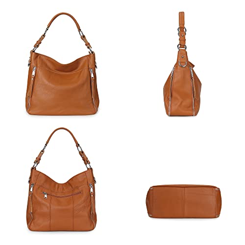 YALUXE Women's Real Leather Shoulder Bags Hobo Handbags Purse Crossbody Bag - color: Z2 Brown