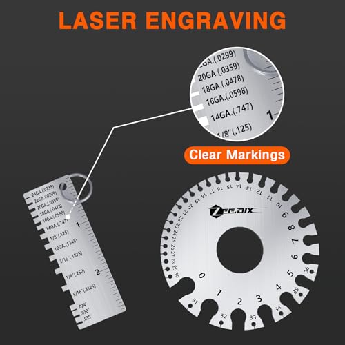 ZeeDix Standard Dual-Sided Round Wire Cable Sheet Gage | Stainless Steel Metal Wire Gage Measurement Tool Wire Measuring Ruler Diameter Tool - style: Metal Round Wire Gauge