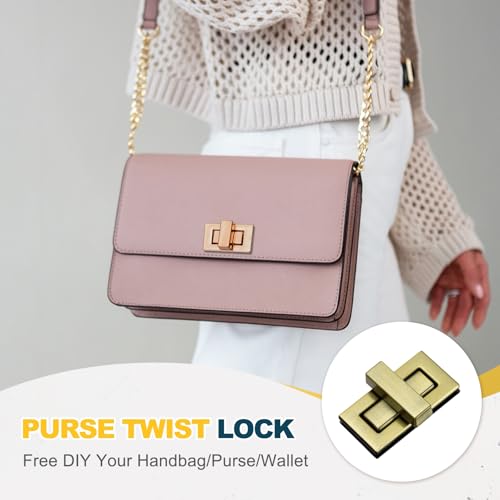 M METERXITY 4Pcs Purse Twist Lock (1.73 x 0.87 Inches, Bronze)- Rectangular Purse Closure Twist Turn Lock Clasp Metal Clip Hardware Apply to DIY Handbag/Purse/Wallet/Leather Craft - color: Bronze, size: 1.73 x 0.87"