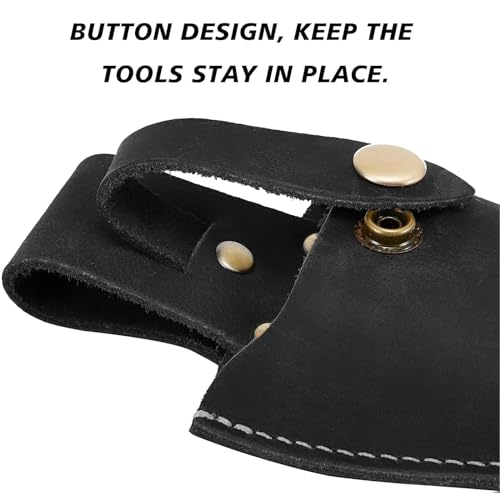 Plier Holder for Belt, Durable Leather Sheath Pouch Holder Gardening Tools Holster Belt Case for Garden Pruning Pliers Shears Scissors or Knife,Tools Gifts for Men Dad Husband Boyfriend - color: Black