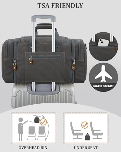 Gonex Duffle Bag for Travel, Expandable 50L Overnight Weekender Gym Bag | Water-Resistant Canvas, Wet-Dry Pocket, Luggage Sleeve, Carry-On Size, Detachable Strap, Grey - color: Grey, size: Large-50L