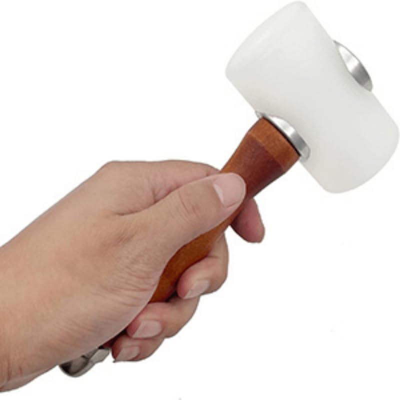 7.4in Nylon Head Leather Carving Mallet - Wooden Handle Leathercraft Hammer for DIY Leather Crafting, Stitching & Punching (T shaped)