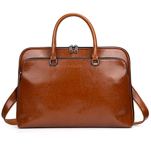 Blofinche Laptop Messenger shoulder bag: Genuine Leather work Briefcase 13.3 15.6 inch designer Satchel handbag - color: Brown, size: 13.3 inch