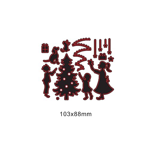 Lapoo Metal Cutting Die for Scrapbooking, 3D Backgrounds Frame New Cutting Dies DIY Album Card Making Decor Paper Metal Die Cuts Party Wedding Decorations (Christmas Tree and Girl 4 x 3.4 in) - style: Christmas Tree and Girl 4 x 3.4 in