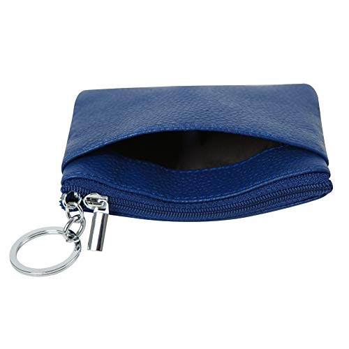 Women Genuine Leather Coin Purse Small Keychain Change Wallet - color: Blue, size: One Size