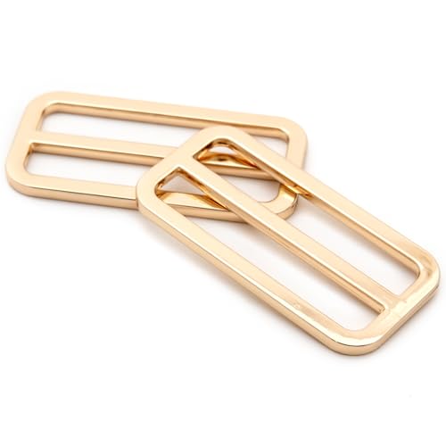 Loosco Flat Metal Adjuster Belt Sliders, 10 PCS Buckle Triglide for Strap Keeper Leathercraft Bag Belt Adjuster (Gold,2") - color: Gold, size: 2"