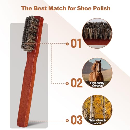 Shoe Brush Shoe Polish Brush Horse Hair Brush for Leather Horsehair Shoe Brush Professional Shoe Polish Applicator