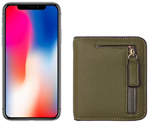 Toughergun Women’s Small Slim Leather Wallet with RFID Protection, Compact Bifold Mini Purse with Clear ID Window - color: 15 ReNapa Green Army