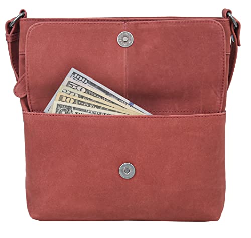 ANTONIO VALERIA Christmas Gift Piper Leather Crossbody Bag | Christmas Gift - color: Hunter Red