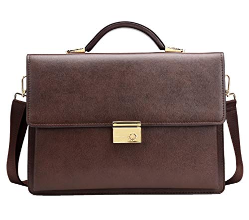 FSD.WG]Business Bag Leather Briefcase Shoulder Laptop Business Bag for Men - color: Brown