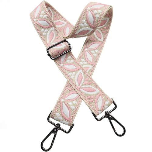 1.5" Wide Purse Strap Adjustable Replacement Gunmetal Hardware Long Crossbody Bag Strap for Thick Shoulder Bags Canvas Handbags Straps - color: Black Hardware-315