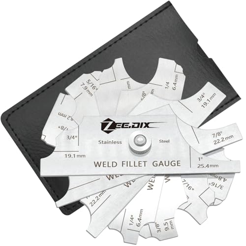 ZeeDix Metal Fillet Weld Gauge Set | Stainless Steel Welding Inspection Gauge Tool(1/8" - 1") Ulnar Metric & Inch - style: Weld Fillet Gauges