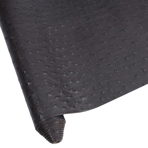 53.15 x 11.81 Inch Solid PU Leather Ostrich Fabric for Upholstery Embossed Textured Fuax Leather Sheet Soft Microfiber Waterproof Synthetic Roll for Handcrafts Jewlery Making(Coconut Brown) - color: Coconut Brown