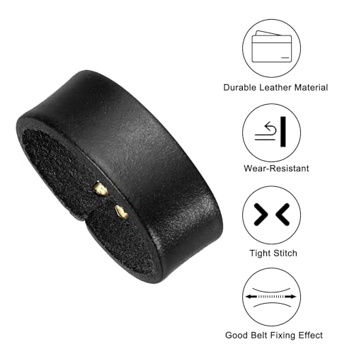PATIKIL Leather Loop Keeper, Leather Loops Belt Keeper Loops Retainer Straps Replacement, - color: Black, size: 1.3"/1.4"