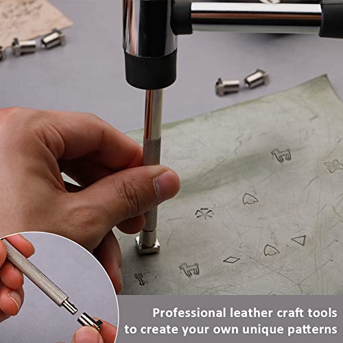 ZMAAGG Leather Stamps, 71 PCS Leather Stamping Tools, Leathers Stamping Kit | Leather Stamps for Leathers Working, Leather Letter Stamping Kit with Letters, Numbers and Patterns, Punch Tools - size: 71 PCS
