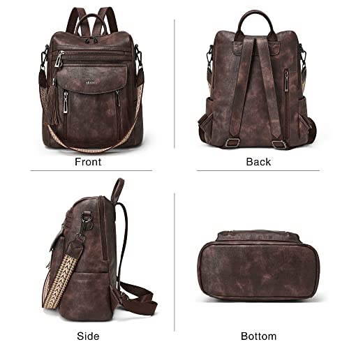 Backpack Purse for Women Fashion Leather Backpack Purse Designer Travel Backpack Convertible Shoulder Bag with Wristlet for Work College - color: 1-3 Two-toned Coffee A1