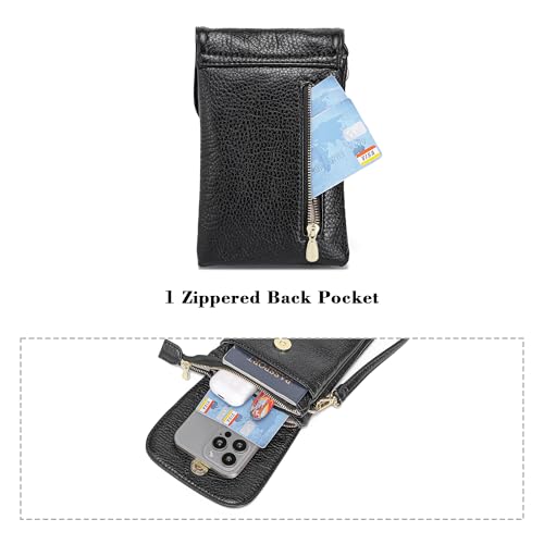 MINICAT Small Crossbody Bags for Women Vegan Leather Cross Body Phone Purse | Lightweight Cell Phone Wallet, Women's Shoulder Handbags, Mini Cross Body Bag for Woman Travel Shopping Everyday Daily Use - color: Black