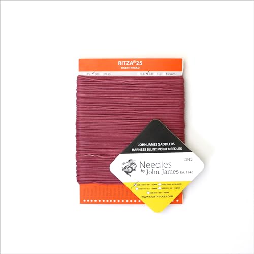 Bishop 1.2mm RITZA 25 Tiger Thread for Leather Craft | Waxed Polyester Saddlers Thread - color: 1,2 mm - Bishop - 50 meters