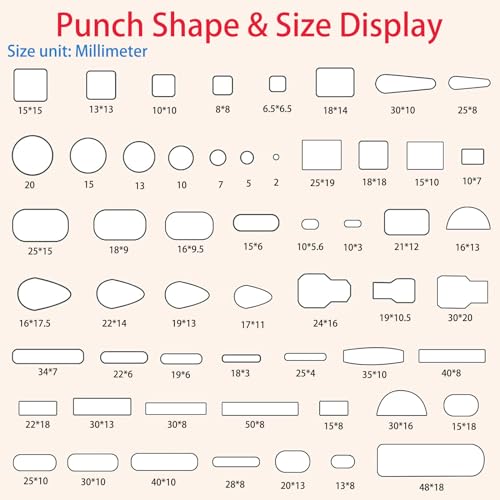 56 Pcs Multiple Shapes Hollow Punch Cutter Tool, 55 Pcs Hole Punch Tool with Perforated Matting, DIY Leather Crafting Tools - style: 56PCS