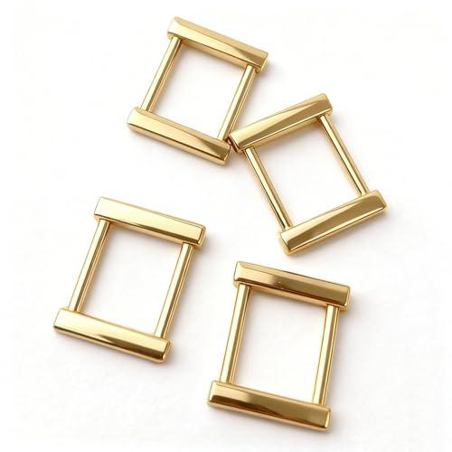 rectangular screw ring buckle, rectangular screw strap buckle with connector ring for wallet making 1.9 cm, 4 pieces (gold)