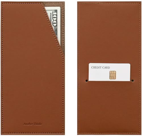 PU Leather Card and Cash Envelope for Travel and Budgeting - Brown | Reusable Money Holder, Stylish Leather Money Envelope - color: Brown
