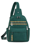 Large Sling Bag for Women, Designer 10L Leather Crossbody Purse | Anti Theft Sling Backpack, RFID Fanny Packs for Travel, Ideal for Vacation Walking Daily Errands - color: Dark Green Nubuck Style