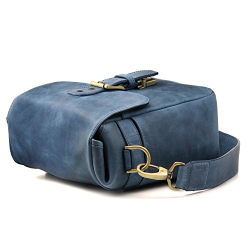 MegaGear Genuine Leather Camera Messenger Bag Mirrorless Portable electronic device cover - color: Blue