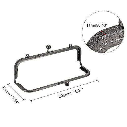 uxcell Metal Purse Frames - 8.07" 4Pcs Kiss Lock Clasp Frame Rectangle Embossed Clutch Frame Handles for Coin Purse Sewing Bag Making DIY Craft, Dark Grey - color: Dark Grey