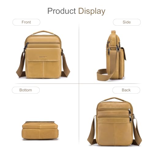 Men's Leather Crossbody Shoulder Bag - Messenger Satchel Travel Handbag - color: Black-b