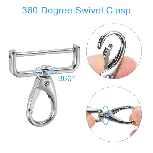 uxcell Swivel Clasps Hook, D Ring Detachable Snap Hardware Metal Lobster Claw Clasp Hook with Screwdriver - color: Silver, size: 15mm(0.59 Inch)