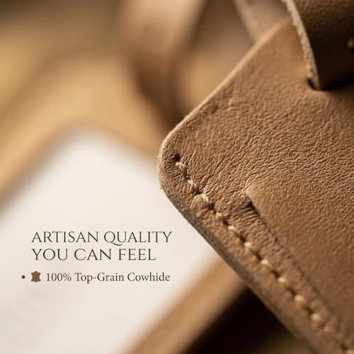 Genuine Leather Luggage Tags & Bag Tags 2 Pieces Set - color: Apricot
