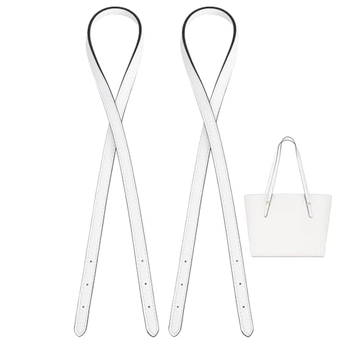 PH PandaHall 2pcs Cowhide Leather Tote Bag Strap Replacement 31.9 inch Leather Handbag Straps, White Adjustable Shoulder Straps Replacement for Purse Tote Bags Carry Bags Making - color: White