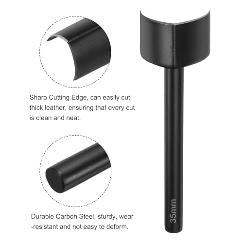 uxcell V-Shaped Leather Punch, 35mm, Leather Cutter, Belt End Cutter, Carbon Steel V Shape Punch Tool for Crafting Strap Belt, Wallet and Bag - size: 35mm