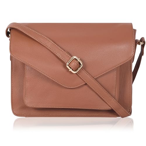 Ozora Genuine Leather Crossbody Purse for Women, Shoulder Bag - color: Tan Ndm