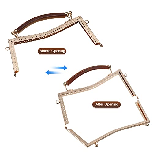 uxcell Metal Purse Frames 2 Pcs Kiss Lock Clasp Frame Embossed Clutch Frame with Rubber Handle for Coin Purse Handbag Making DIY Craft, Gold - color: Gold