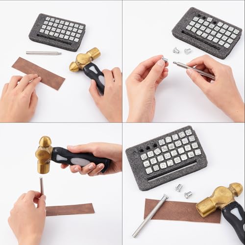 PH PandaHall 32 pcs Stainless Steel Leathercraft Metal Insect Theme Stamps Punch Set Tool with 1 pc Handle for Leather Craft Belt Bag Craft DIY Jewelry Marking - color: 32 Patterns-32pcs