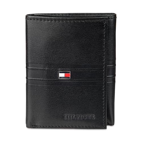 Tommy Hilfiger Men's Trifold Wallet - color: Black Emboss Stripe