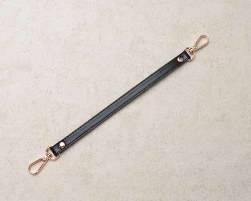 2 Pcs PU Leather Purse Straps with Swivel Clasps Replacement Handle for Women Purse Making Tote Shoulder Bag - color: Black
